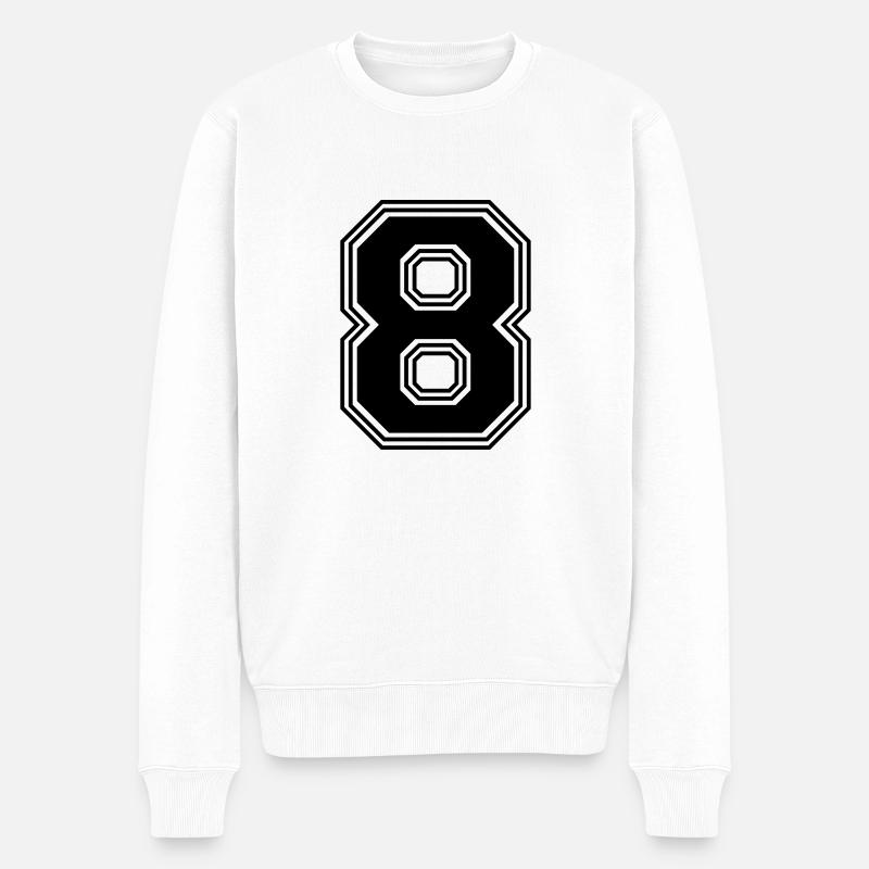 8_Nummer_8_(s31) - Männer Premium Bio Pullover - Weiß