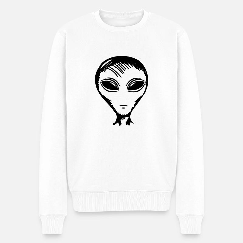 alien gesicht - Männer Premium Bio Pullover - Weiß