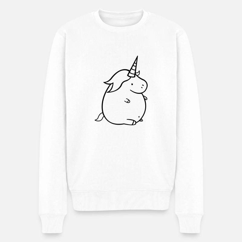 fat_unicorn - Männer Premium Bio Pullover - Weiß