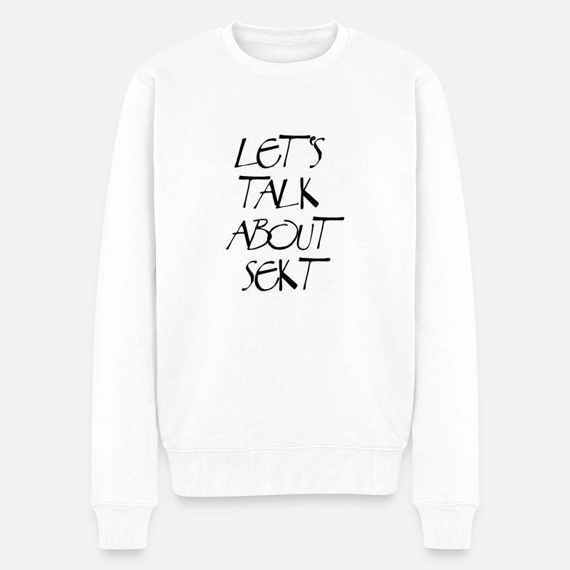 LETS TALK ABOUT SEKT - Männer Premium Bio Pullover - Weiß