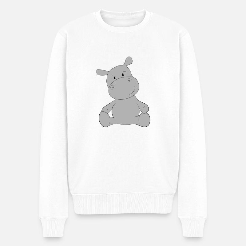 Nilpferd - Männer Premium Bio Pullover - Weiß