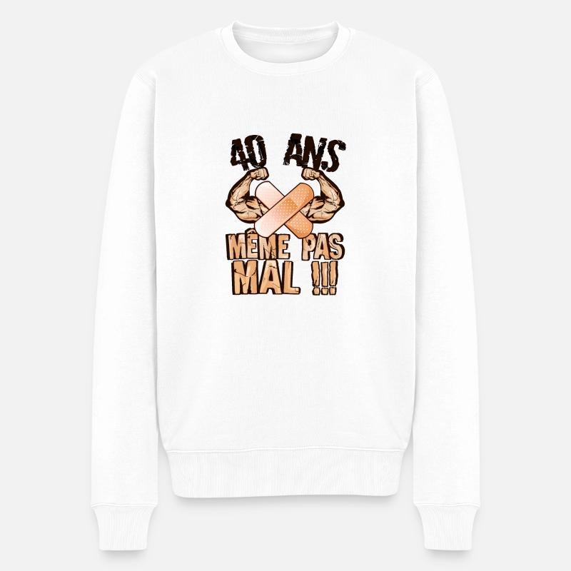 40 ans meme pas mal anniversaire bras muscle bicep - Pull Premium bio Homme - blanc