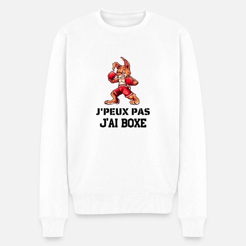 J'peux pas j'ai boxe, boxe anglaise lapin - Pull Premium bio Homme - blanc
