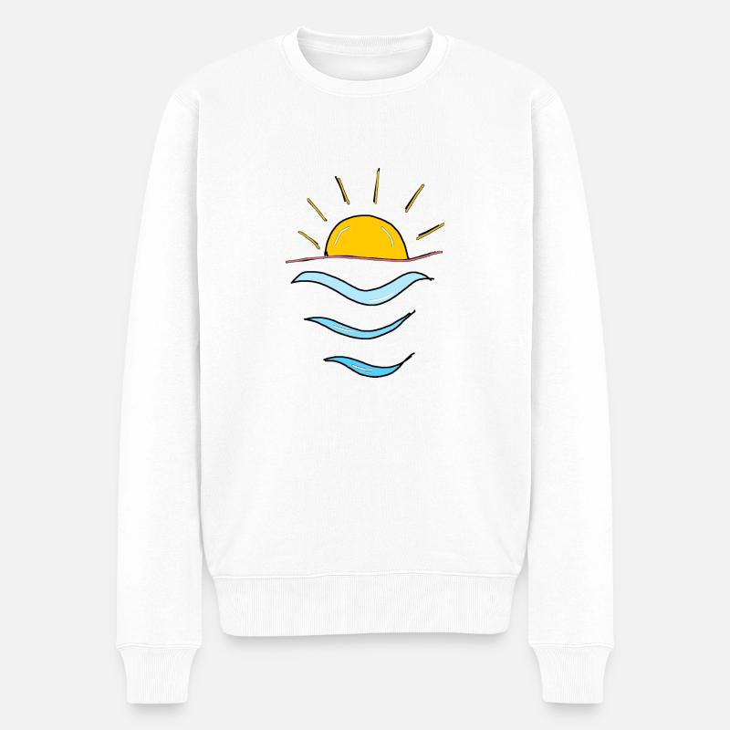Soleil vagues,Plage,Mer,Cadeau,cool,tendance - Pull Premium bio Homme - blanc