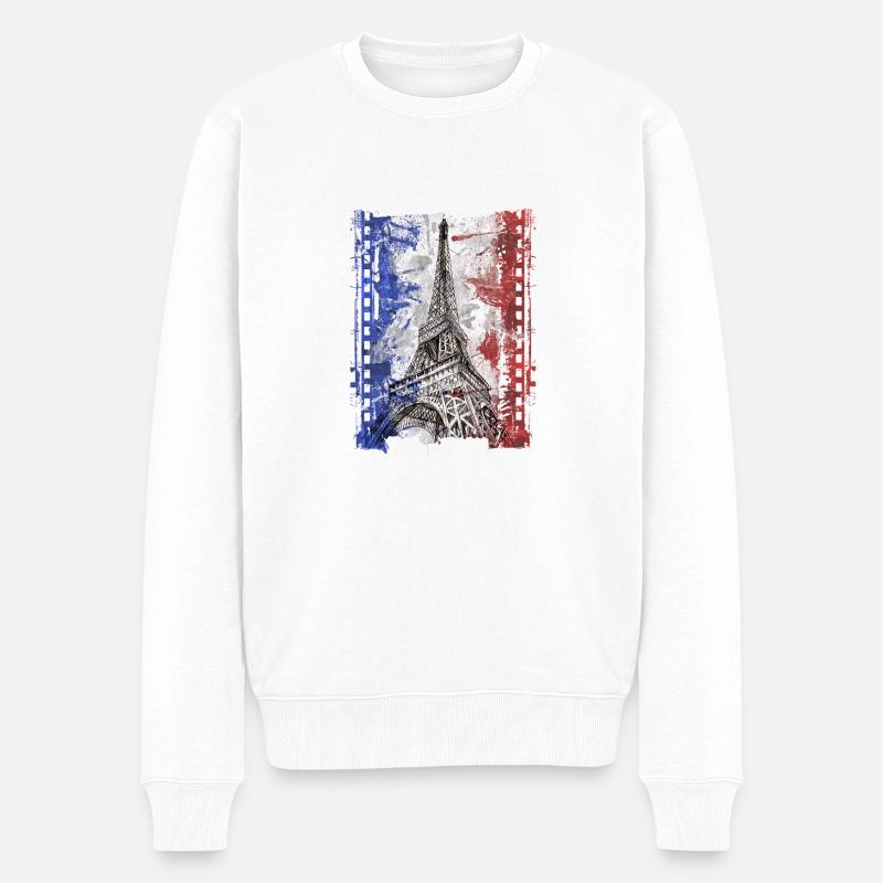 Paris Frankreich - Männer Premium Bio Pullover - Weiß