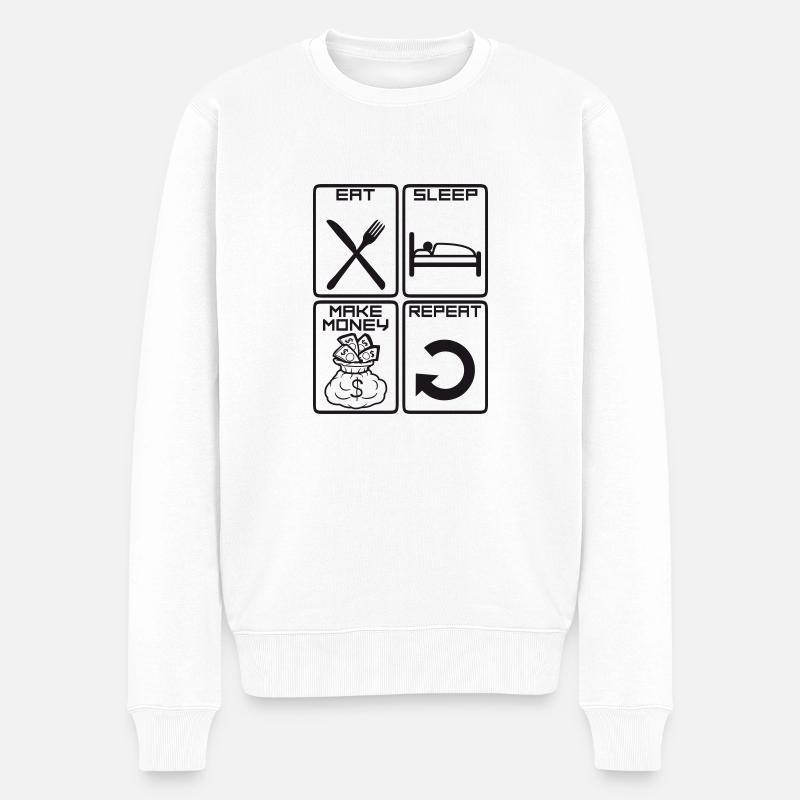 Money Eat Sleep - Männer Premium Bio Pullover - Weiß
