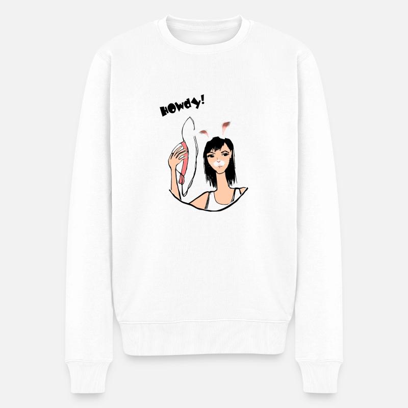 Hallo! - Männer Premium Bio Pullover - Weiß