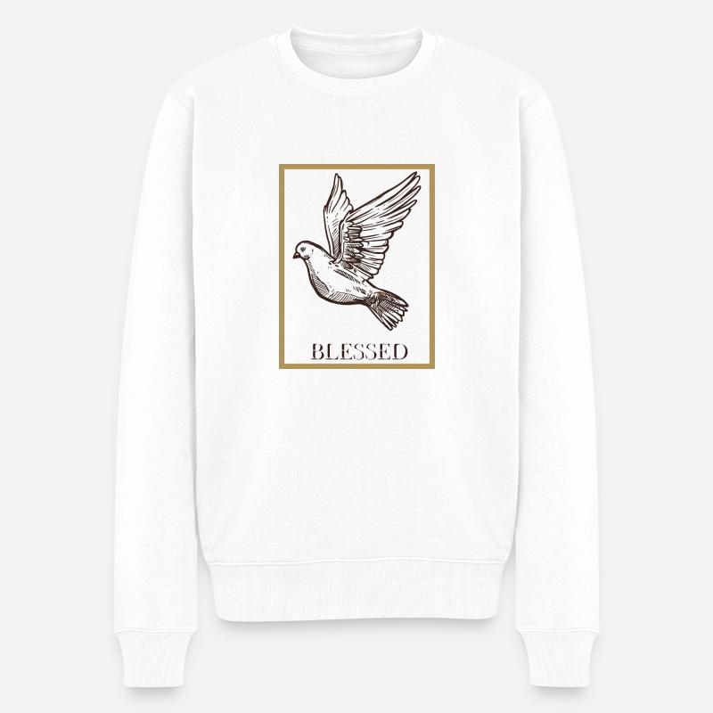 blessed - Männer Premium Bio Pullover - Weiß