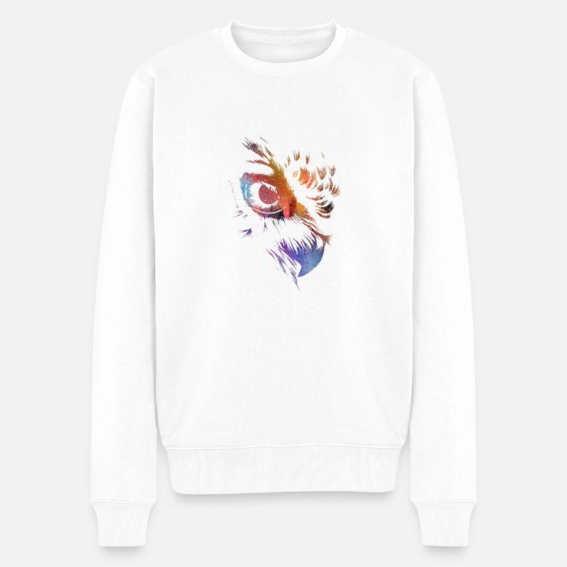 Eule - Männer Premium Bio Pullover - Weiß