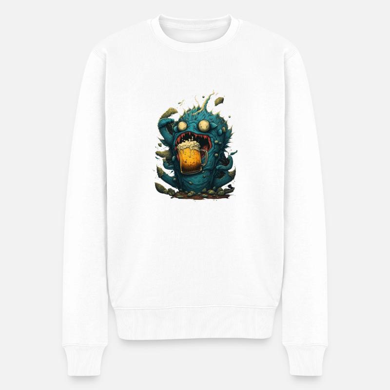 Gieriges Bier Monster - Männer Premium Bio Pullover - Weiß
