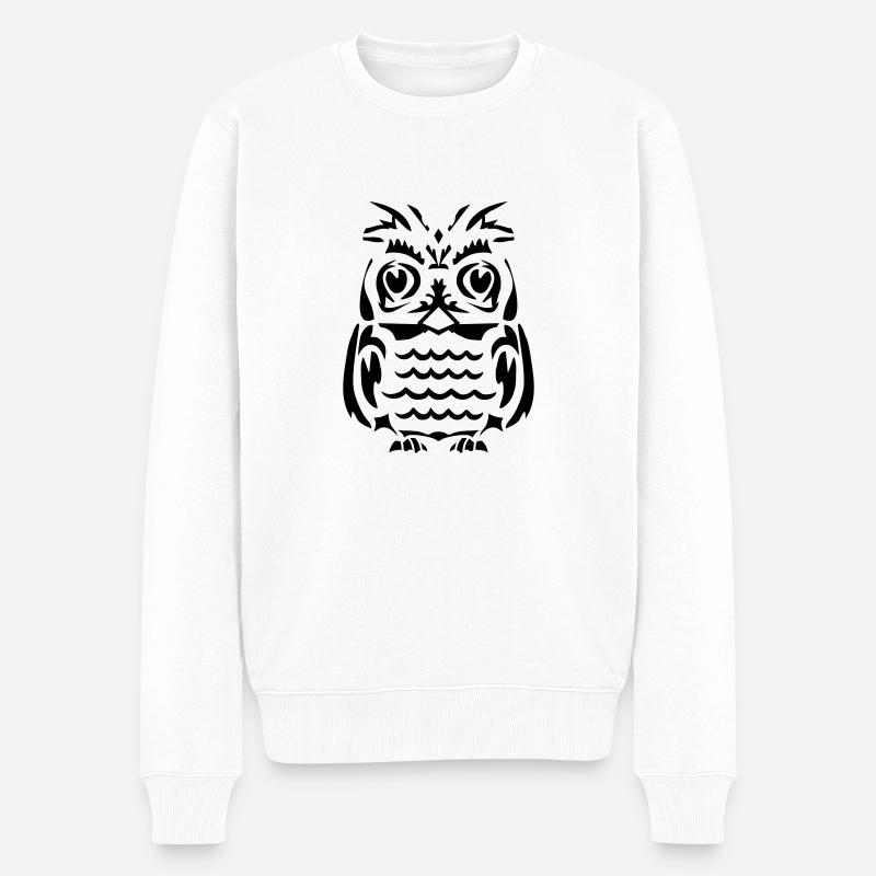 Eule - Männer Premium Bio Pullover - Weiß