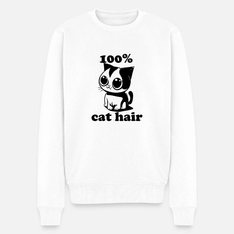 100% cat hair - Männer Premium Bio Pullover - Weiß