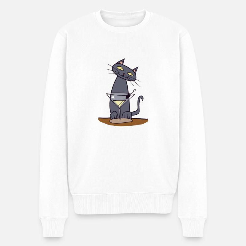 Chat avec martini - Pull Premium bio Homme - blanc