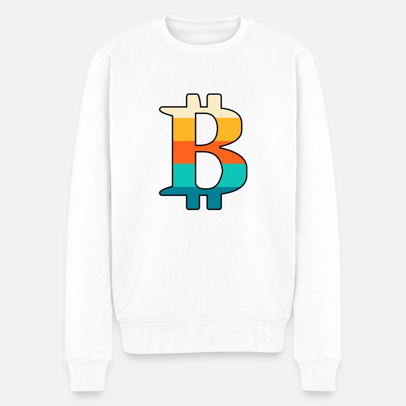 Retro Bitcoin - Männer Premium Bio Pullover - Weiß