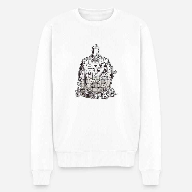 Puzzle ziehen - Männer Premium Bio Pullover - Weiß