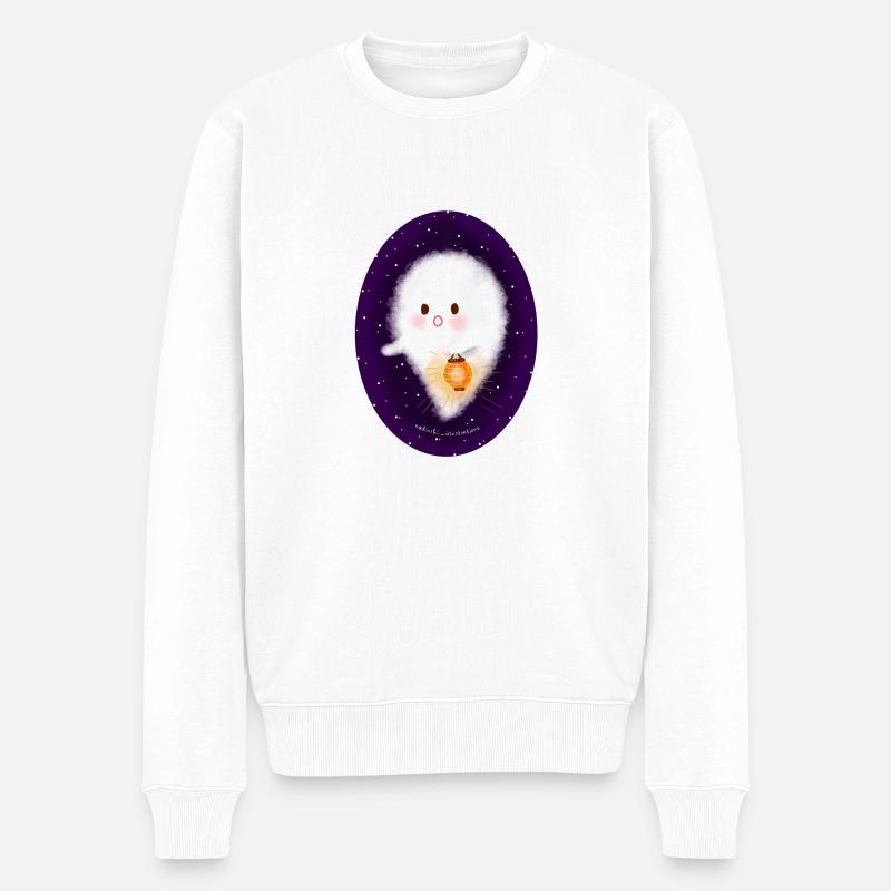 Geist mit Laterne - Männer Premium Bio Pullover - Weiß