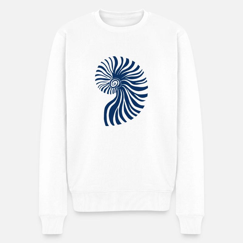 Blauer Ammonit - Männer Premium Bio Pullover - Weiß