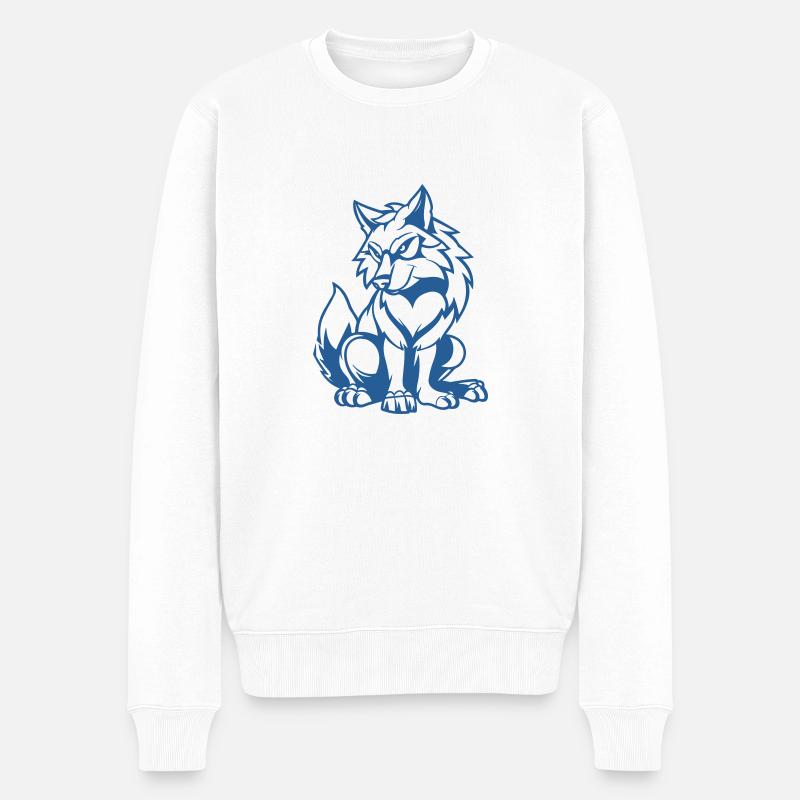wolf comic - Männer Premium Bio Pullover - Weiß