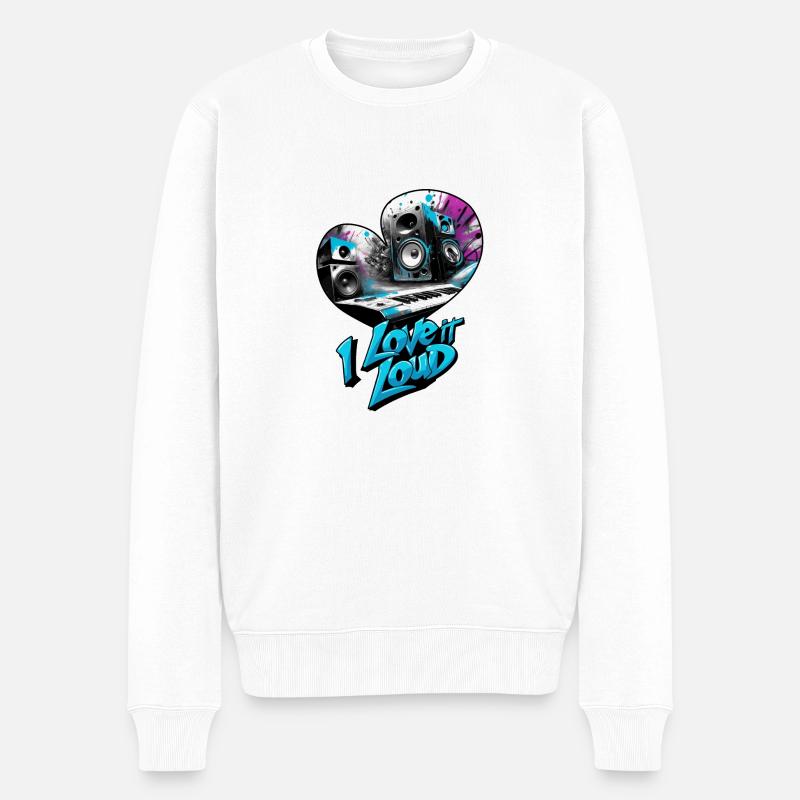 Ich liebe es laut - Männer Premium Bio Pullover - Weiß