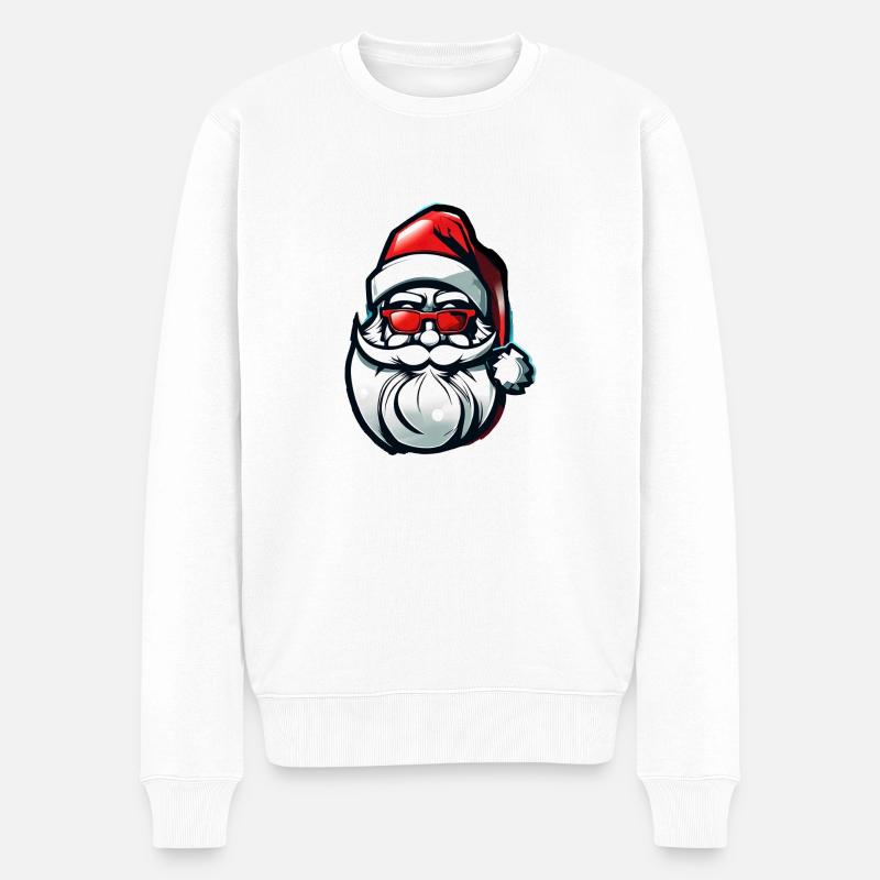 Santa Claus Weihnachtsmann Nikolaus Weihnachten - Männer Premium Bio Pullover - Weiß