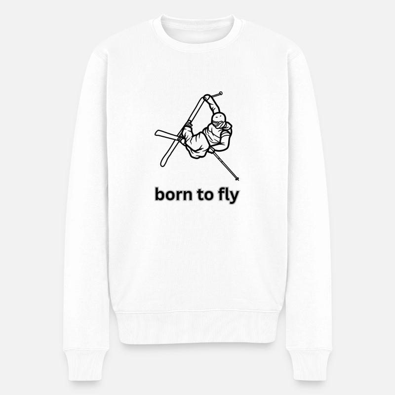 born to fly - Männer Premium Bio Pullover - Weiß