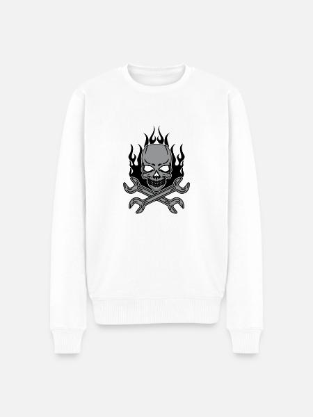 Tuning Skull - Männer Premium Bio Pullover - Weiß