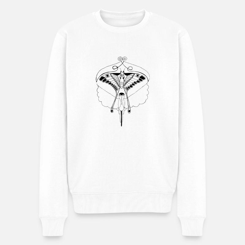 Papillon et oiseau noir Illustré - Pull Premium bio Homme - blanc