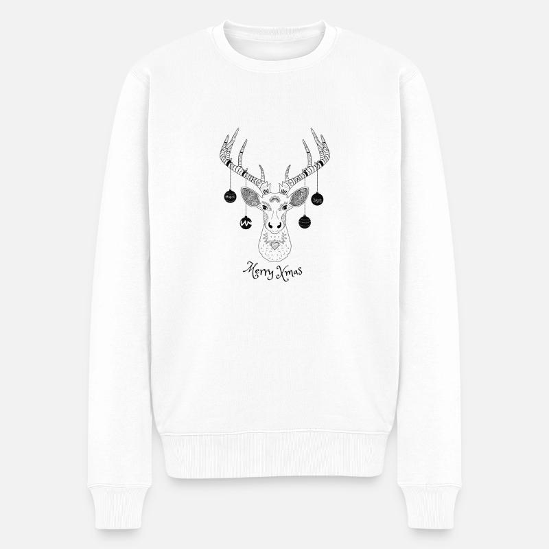 Hirsch xmas - Männer Premium Bio Pullover - Weiß