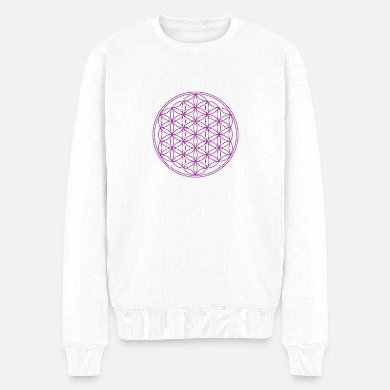 Blume des Lebens - Männer Premium Bio Pullover - Weiß