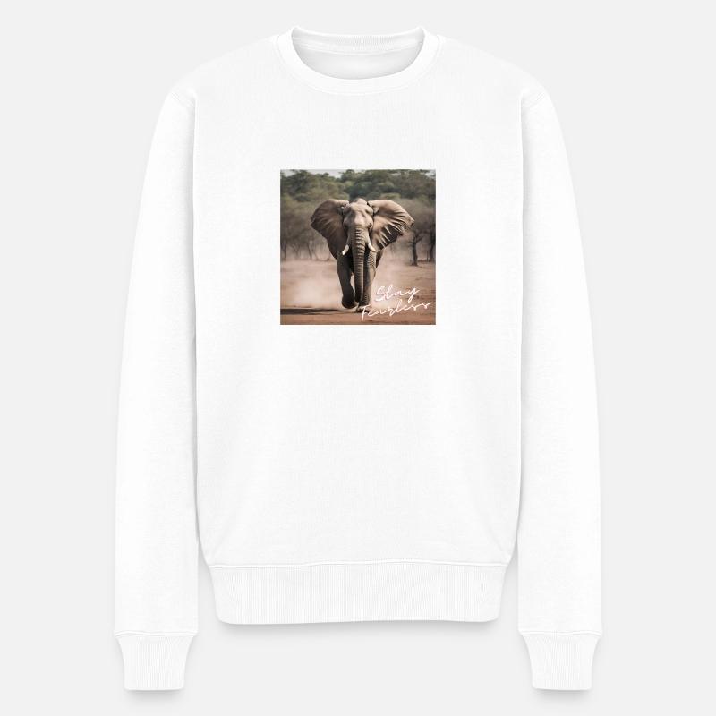 Restez sans peur - Elephant Design - Pull Premium bio Homme - blanc