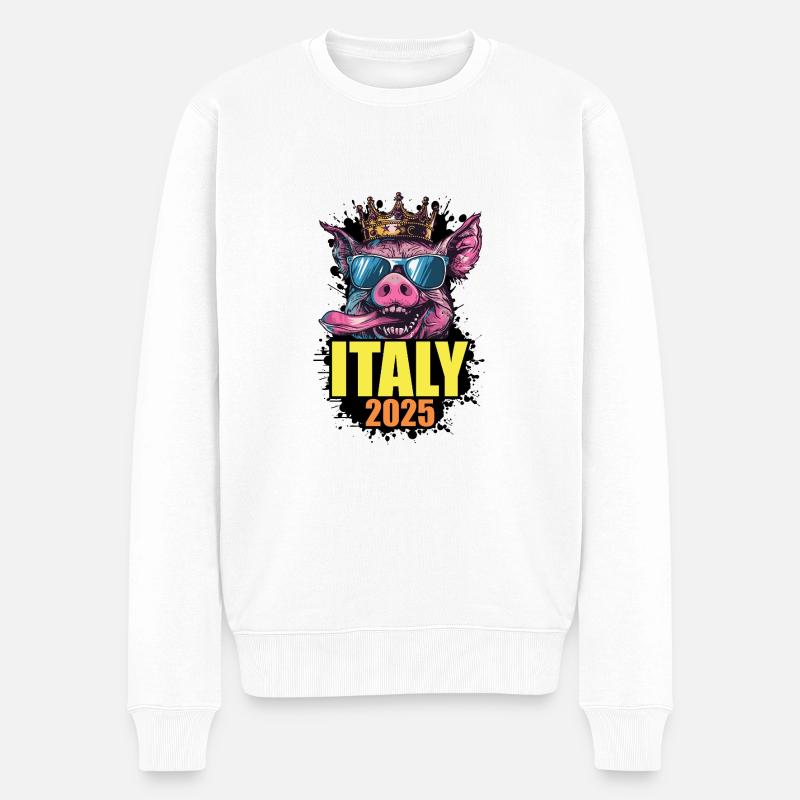Italie 2025 Cochon - Pull Premium bio Homme - blanc