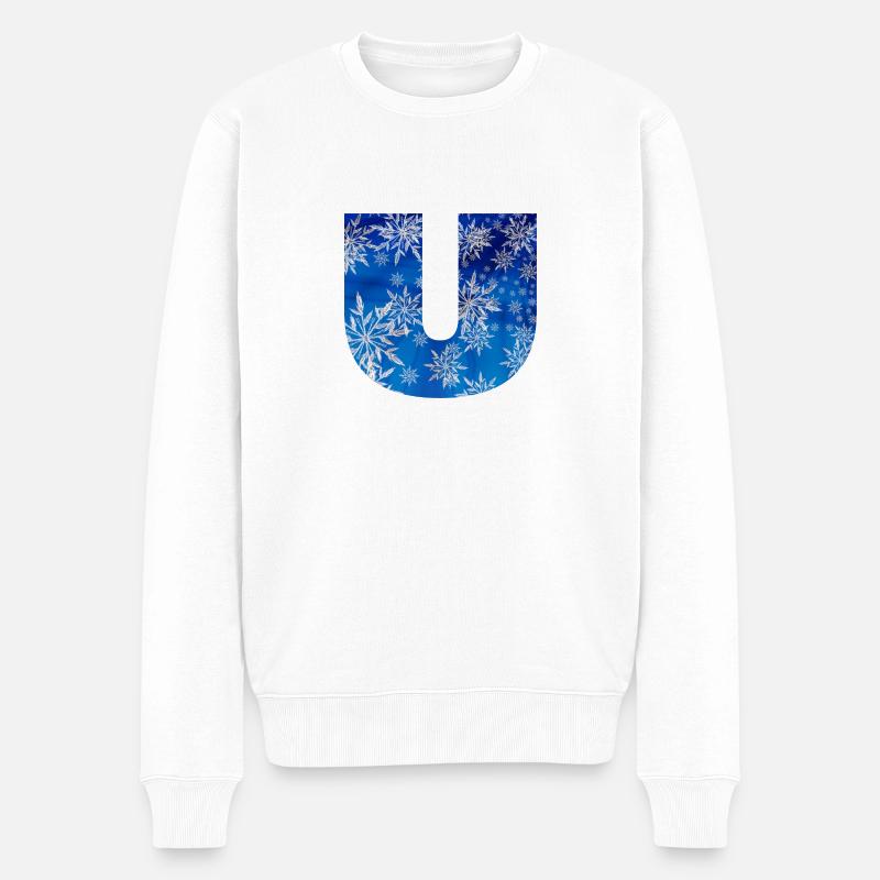 bleu hiver u - Pull Premium bio Homme - blanc