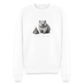 Wombat 3D printing like a Pro Cubic poo funny - Men's Premium Organic Jumper - white - Front - Thijin (182cm)