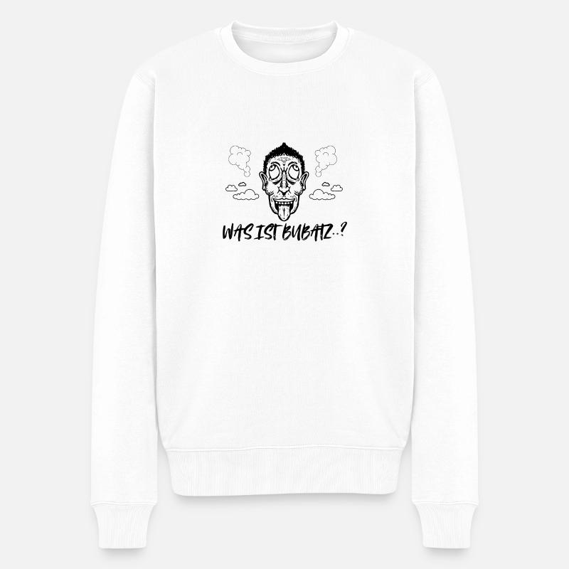 Was ist Bubatz? - Männer Premium Bio Pullover - Weiß