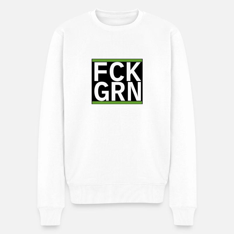 FCK GRN - Männer Premium Bio Pullover - Weiß