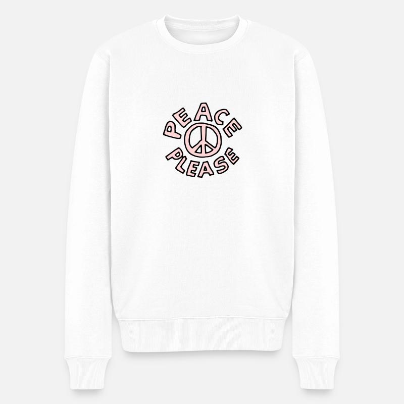 peace please - Männer Premium Bio Pullover - Weiß