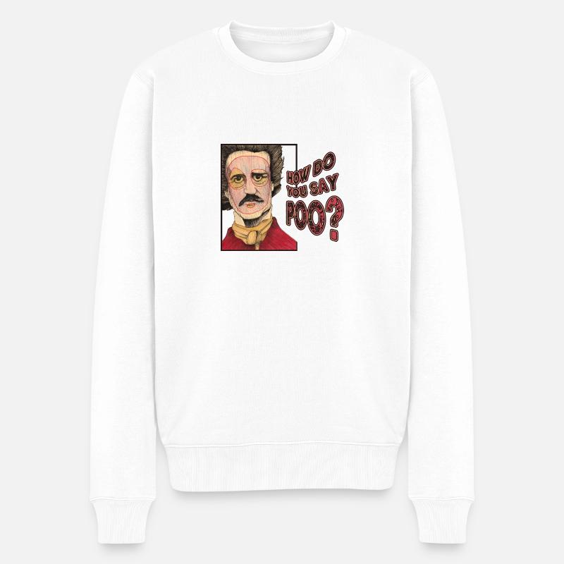 Wie sagt man Poe? - Männer Premium Bio Pullover - Weiß