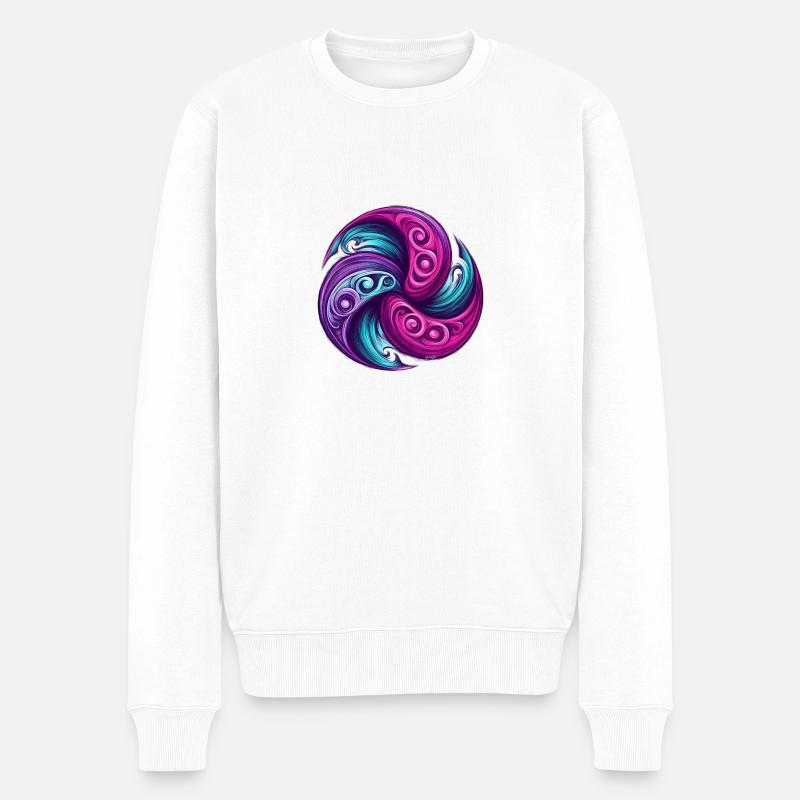 Heliotriskel Keltisches Herz von Breizh - Männer Premium Bio Pullover - Weiß
