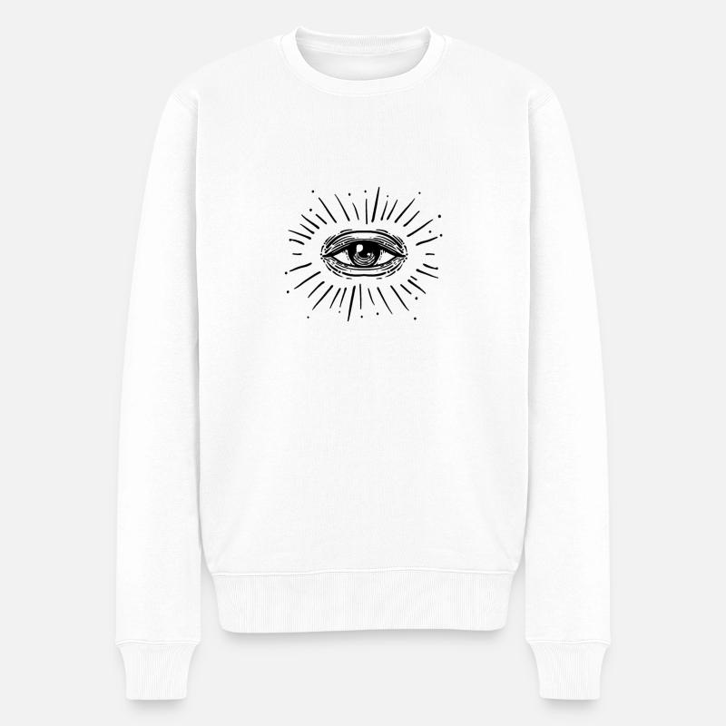 Das Auge - Männer Premium Bio Pullover - Weiß
