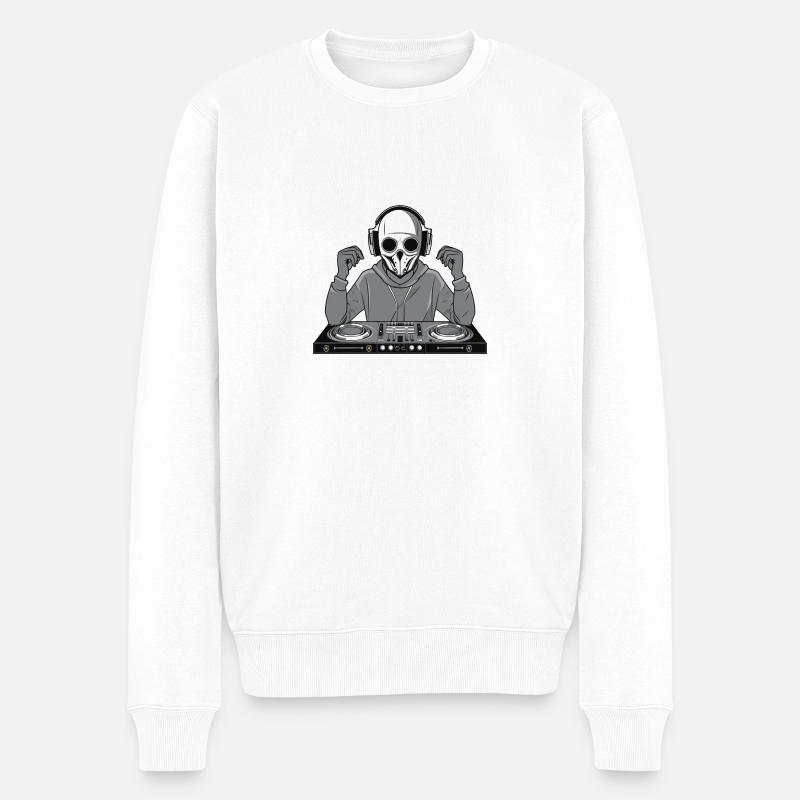 DJ Skull Face - Männer Premium Bio Pullover - Weiß