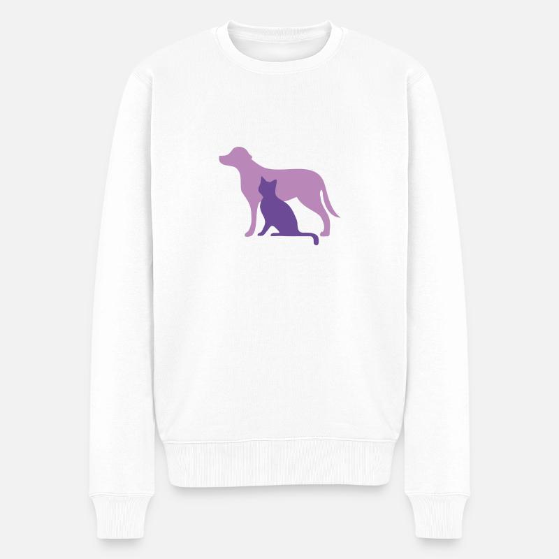 Hund und Katze Hund,Katze, - Männer Premium Bio Pullover - Weiß