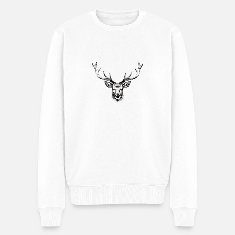 Stolzer Hirsch - Männer Premium Bio Pullover - Weiß