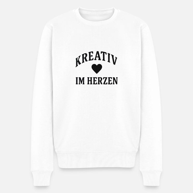 Herz Kreativ - Männer Premium Bio Pullover - Weiß