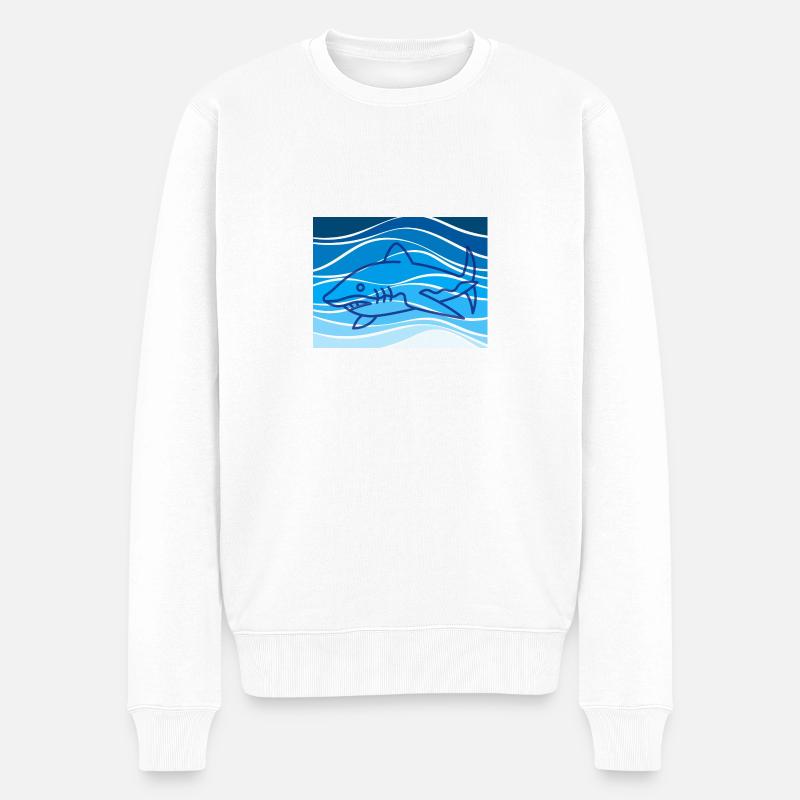 Haifisch - Männer Premium Bio Pullover - Weiß