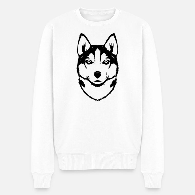 Siberian Husky - Pull Premium bio Homme - blanc
