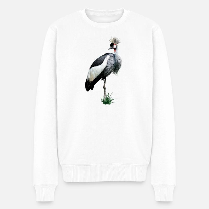 Kronenkranich - Männer Premium Bio Pullover - Weiß