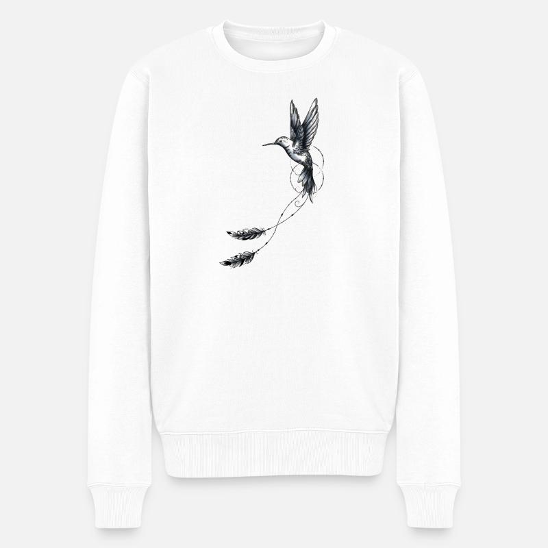 Geometrie der Kolibri-Federn - Männer Premium Bio Pullover - Weiß