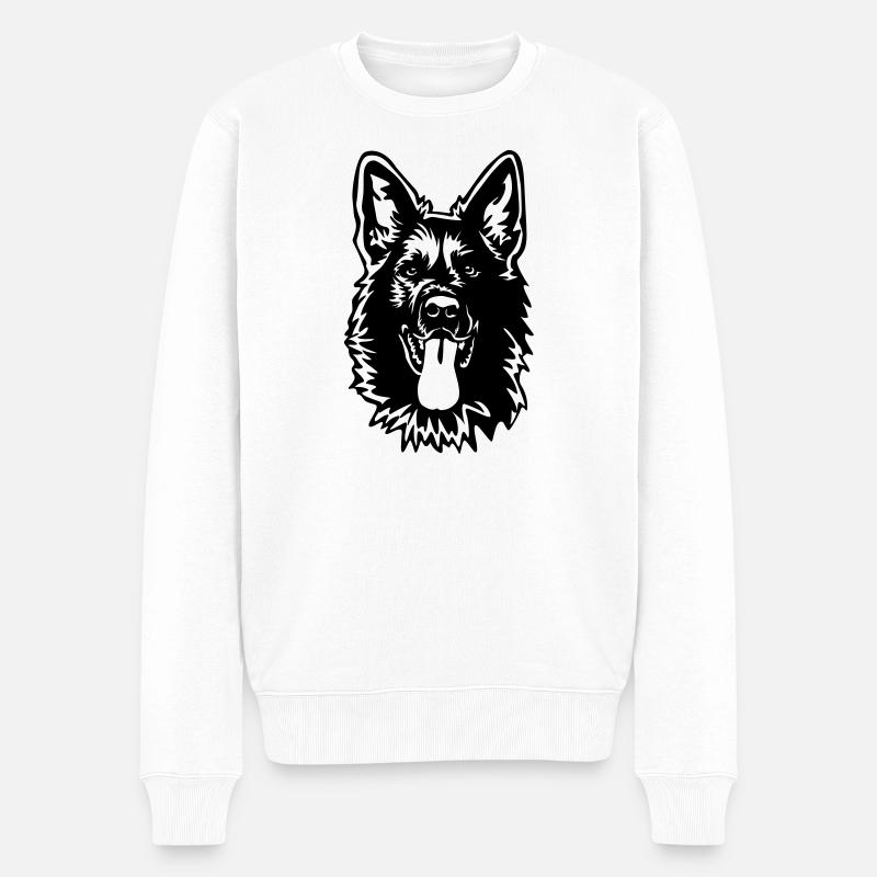 Deutscher Schäferhund Kopf - Männer Premium Bio Pullover - Weiß
