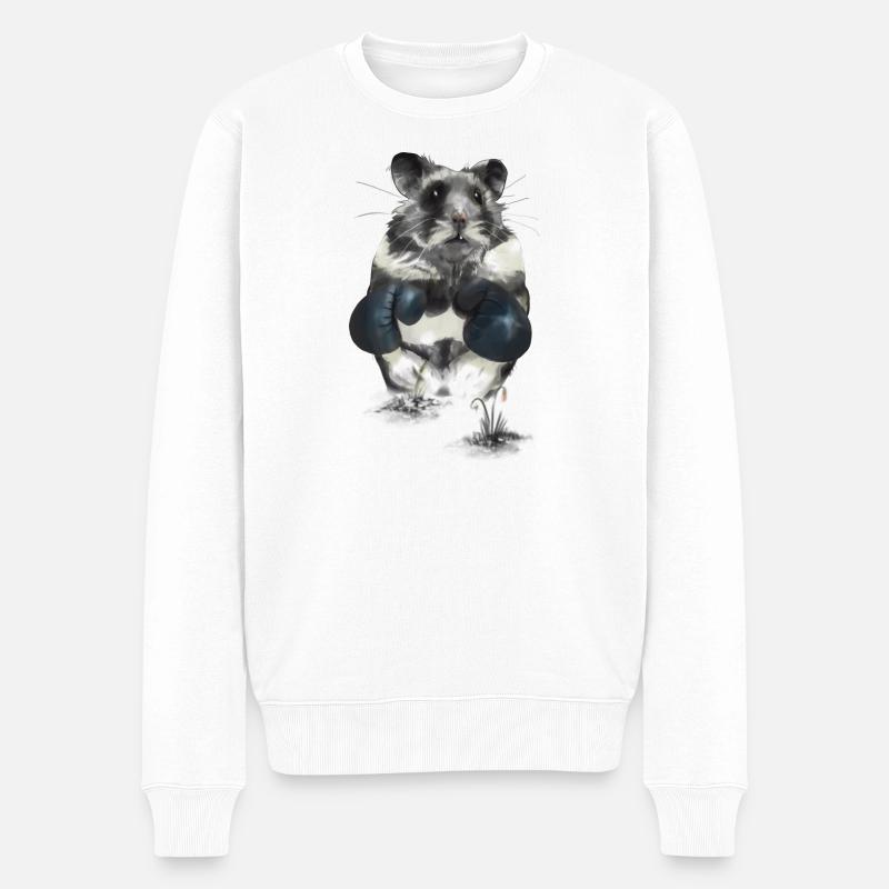 Kampfgeist Hamster im Boxring - Männer Premium Bio Pullover - Weiß