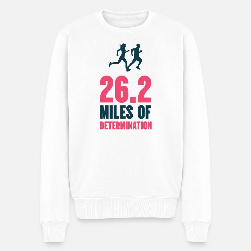 Marathon - 26,2 miles de détermination - Pull Premium bio Homme - blanc